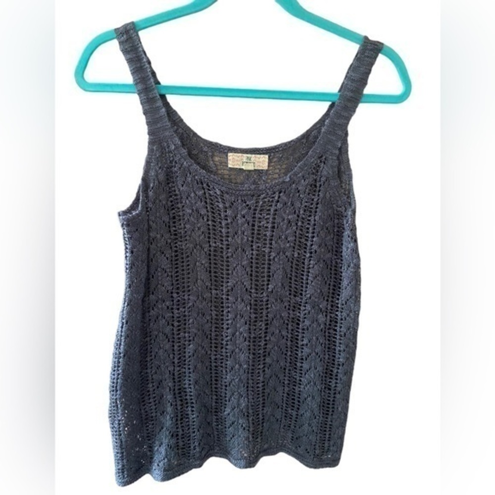 Pink Republic women’s knit crochet grey tank top size small festival coastal